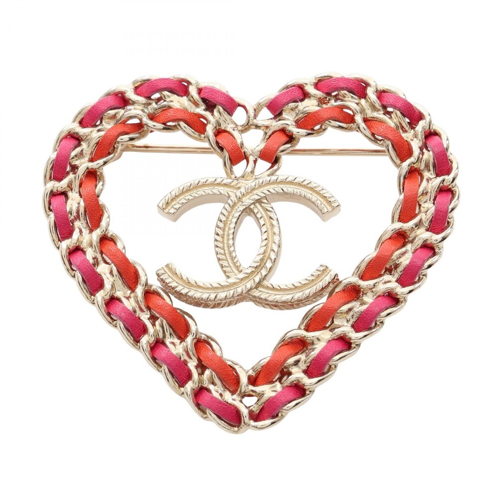 Chanel Coco Mark Heart Brooch Pin Gold #271254C84B